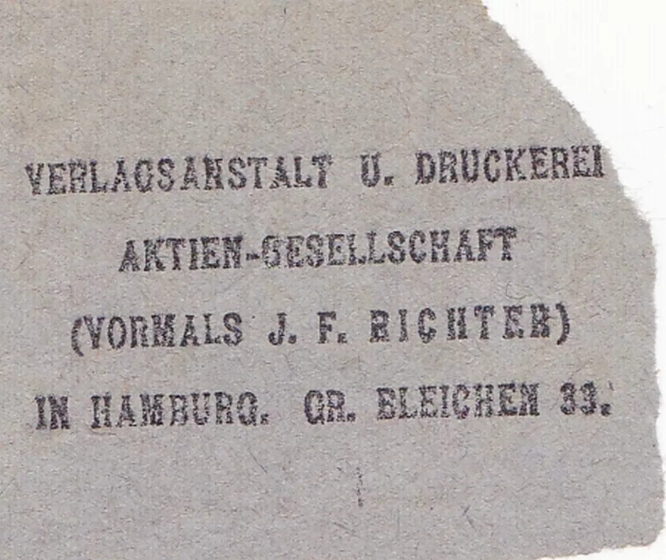 Erwachsenkarte für Hamburger Hochbahn (HHA), die Rückseite (1920)