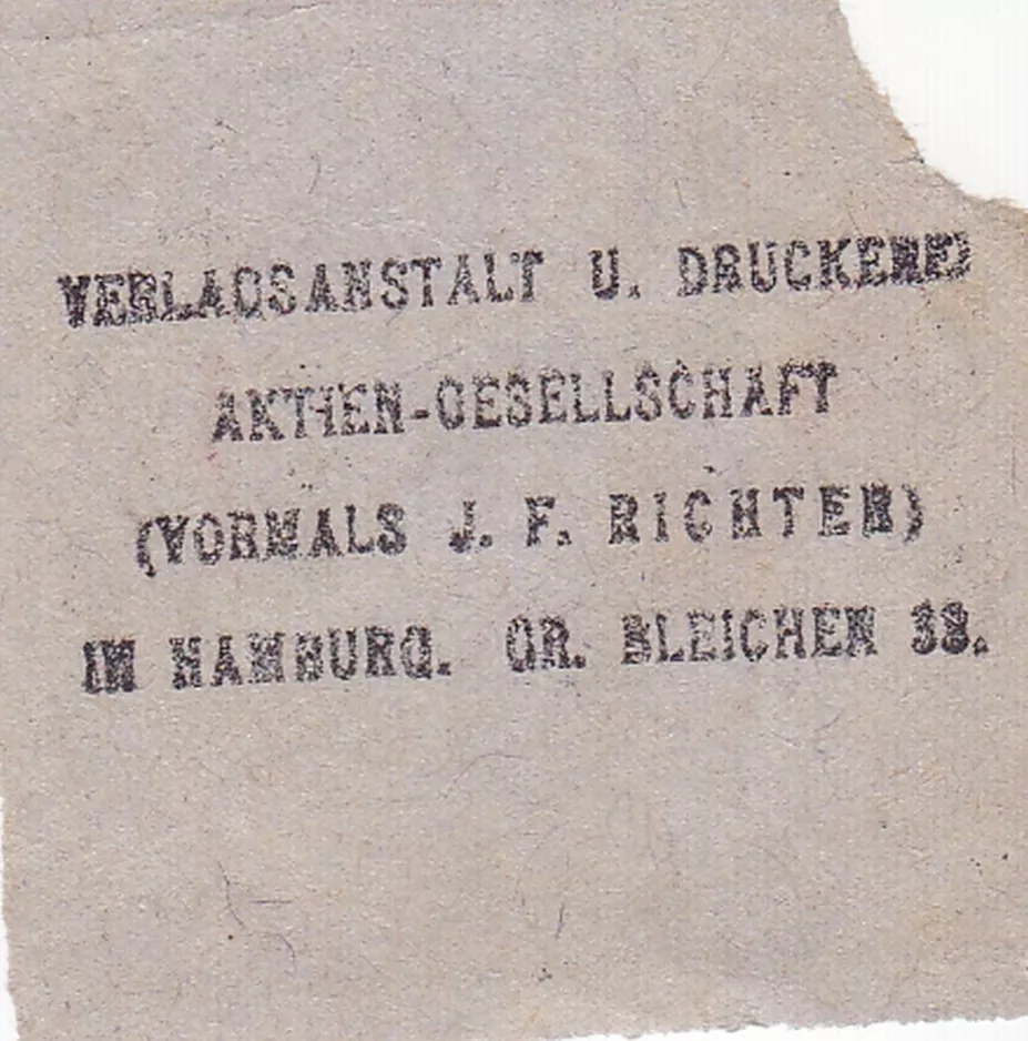 Erwachsenkarte für Hamburger Hochbahn (HHA), die Rückseite (1921)