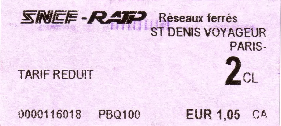 Erwachsenkarte: St Denis Voyageur Paris
(2007)