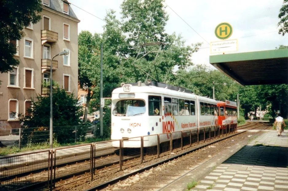 Frankfurt am Main Straßenbahnlinie 14  am Freiligrathstr. (1998)