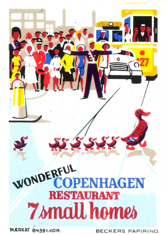 Karton Etikett: Wonderful Copenhagen. Restaurant 7 small homes
(1957)