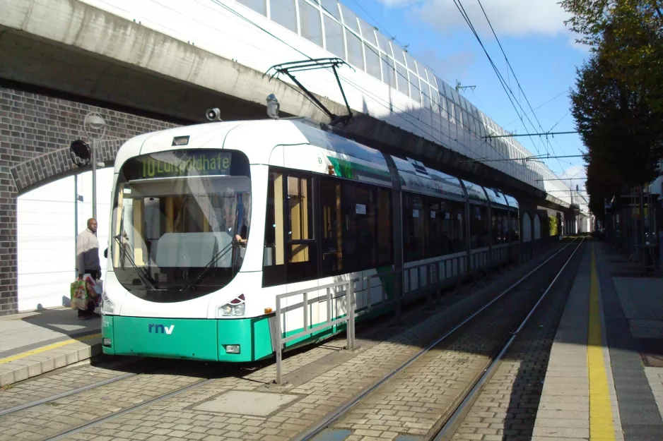 Ludwigshafen am Rhein Straßenbahnlinie 10 mit Niederflurgelenkwagen 221 am Schützenstr. (2009)