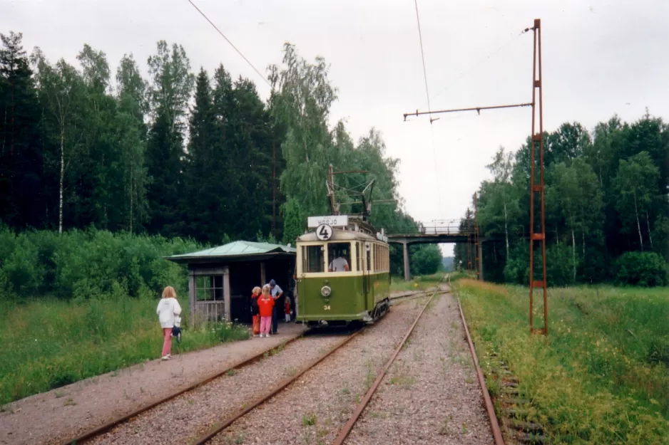 Malmköping Museumslinie mit Triebwagen 34 am Hosjö (1995)