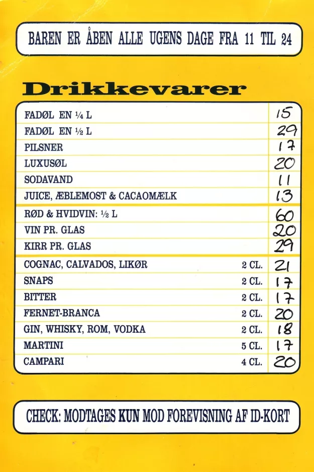 Menükarte: Kopenhagen, die Rückseite Sporvejen (1984)