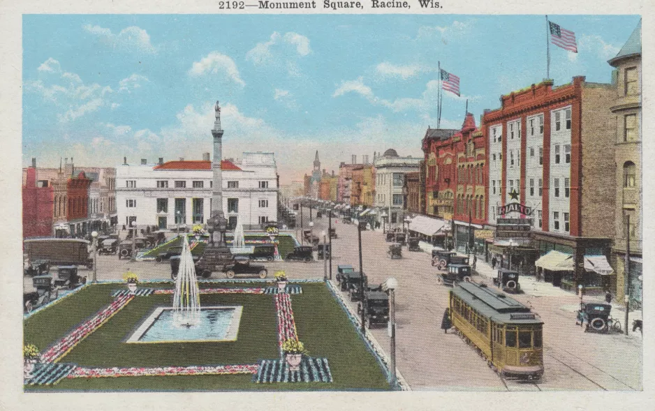 Postkarte: 2192-Monument Square, Racine, Wis (1920)