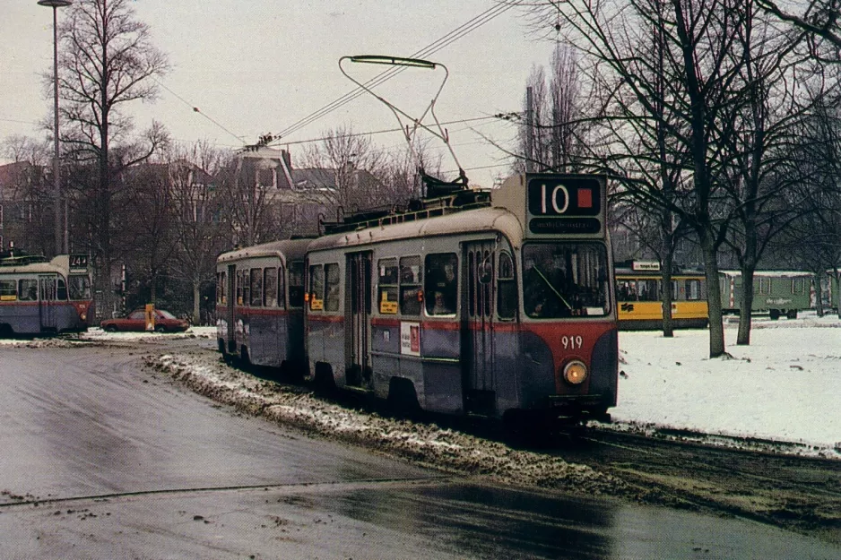 Postkarte: Amsterdam Straßenbahnlinie 10 mit Triebwagen 919 nahe bei Vijzelgracht (1979)