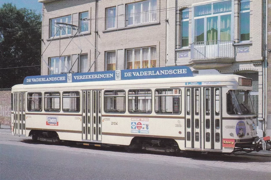 Postkarte: Antwerpen Straßenbahnlinie 8 mit Triebwagen 2104 auf Ommeganckstraat (1973)