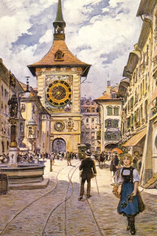 Postkarte: Bern auf Kramgasse (1896)