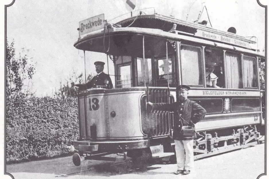 Postkarte: Bielefeld Triebwagen 13nah Mitte (1900)