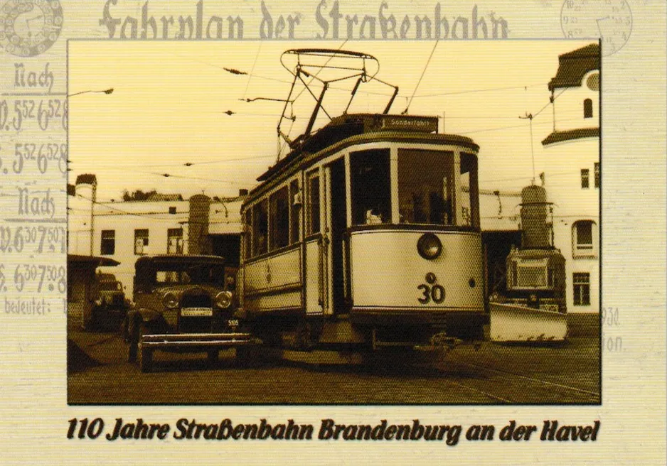 Postkarte: Brandenburg an der Havel Triebwagen 30 am Altes Straßenbahn Depot (2007)