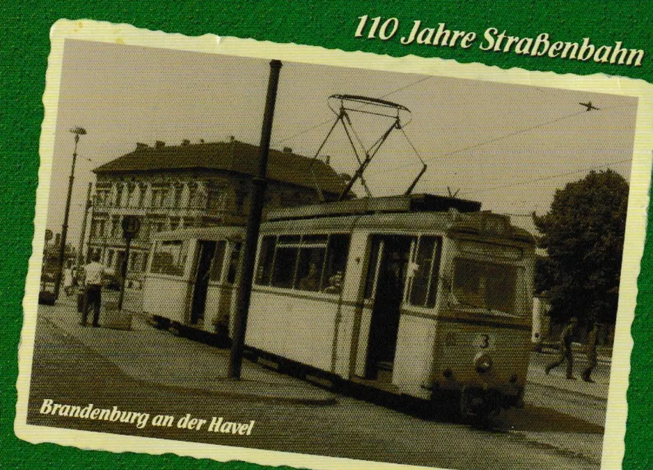 Postkarte: Brandenburg an der Havel Zusätzliche Linie 2 mit Triebwagen 3 am Hauptbahnhof (2007)