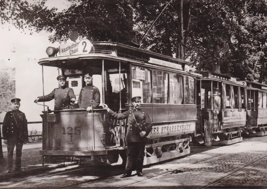 Postkarte: Bremen Straßenbahnlinie 2 mit Triebwagen 135nah Hauptbahnhof-Nord (1911)