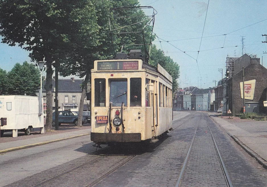 Postkarte: Brüssel Regionallinie 1 mit Triebwagen 10345 auf Place Communale (1967)