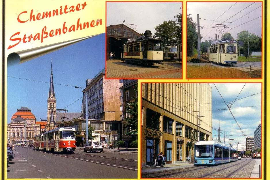 Postkarte: Chemnitz Straßenbahnlinie 2 nah Theaterplatz (2000)