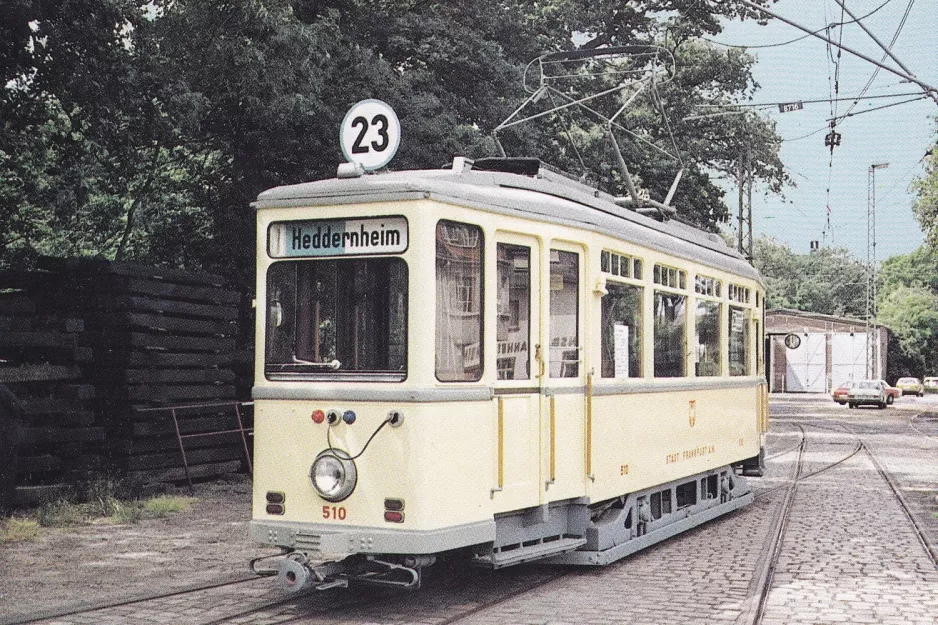 Postkarte: Frankfurt am Main Triebwagen 510 vor Verkehrsmuseum (1985)