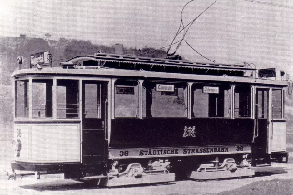 Postkarte: Freiburg im Breisgau Triebwagen 36nah Wonnhalde (1910)