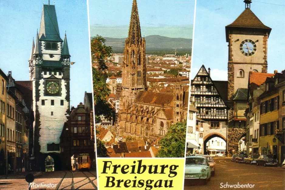 Postkarte: Freiburg im Breisgau vor Martinstor (1960)