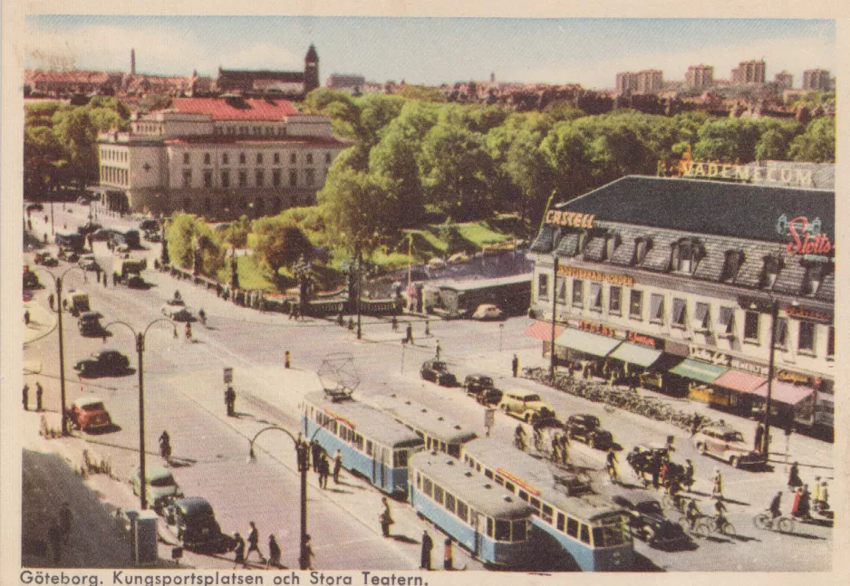 Postkarte: Göteborg. Kungsportsplatsen och Stora Teatern (1955)