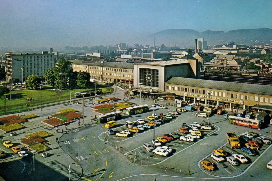 Postkarte: Graz, Hauptbahnhof
 (1958)