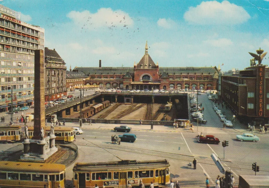 Postkarte: Kopenhagen Straßenbahnlinie 16  am Frihedsstøtten (1958)