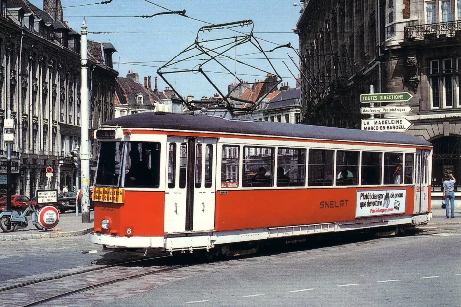 Postkarte: Lille Straßenbahnlinie T mit Triebwagen 503 am Lille Terminus du Théatre (1980)