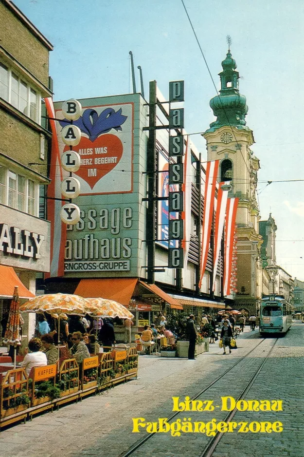 Postkarte: Linz Straßenbahnlinie 1 nah Taubenmarkt (1980)