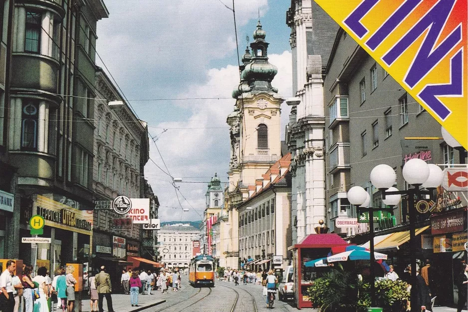 Postkarte: Linz Straßenbahnlinie 3 nah Mozartkreuzung (1978)