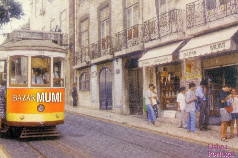 Postkarte: Lissabon Straßenbahnlinie 12E mit Triebwagen 581 am Sé (1998)