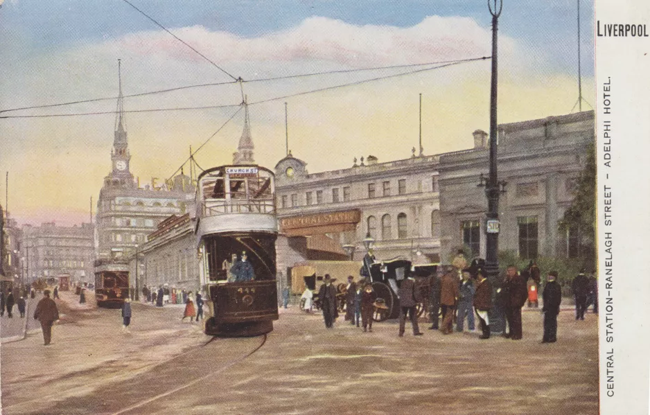Postkarte: Liverpool Central Station-Ranelagh Street - Adelphi Hotel (1920)