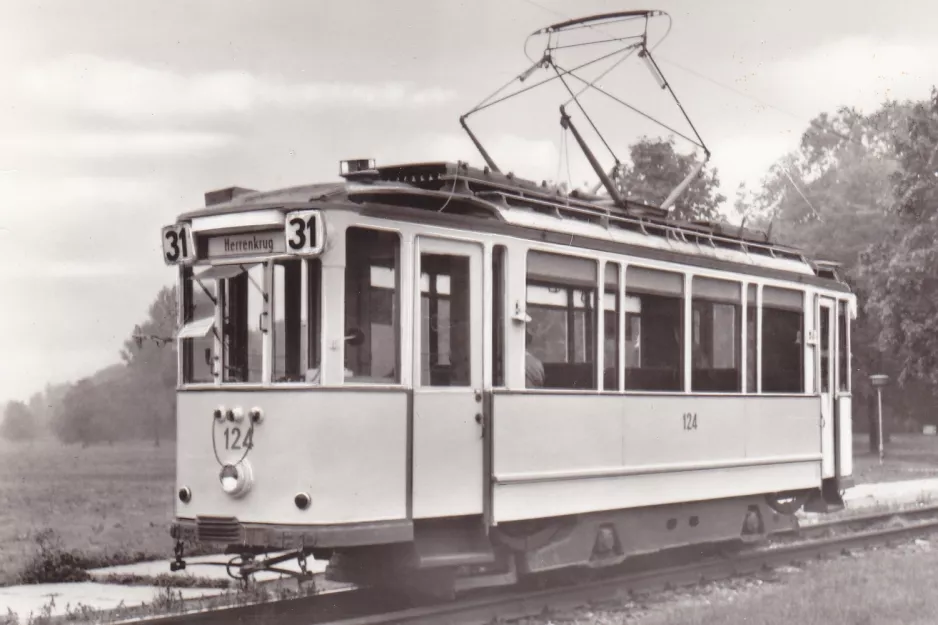 Postkarte: Magdeburg Triebwagen 124 (1928)