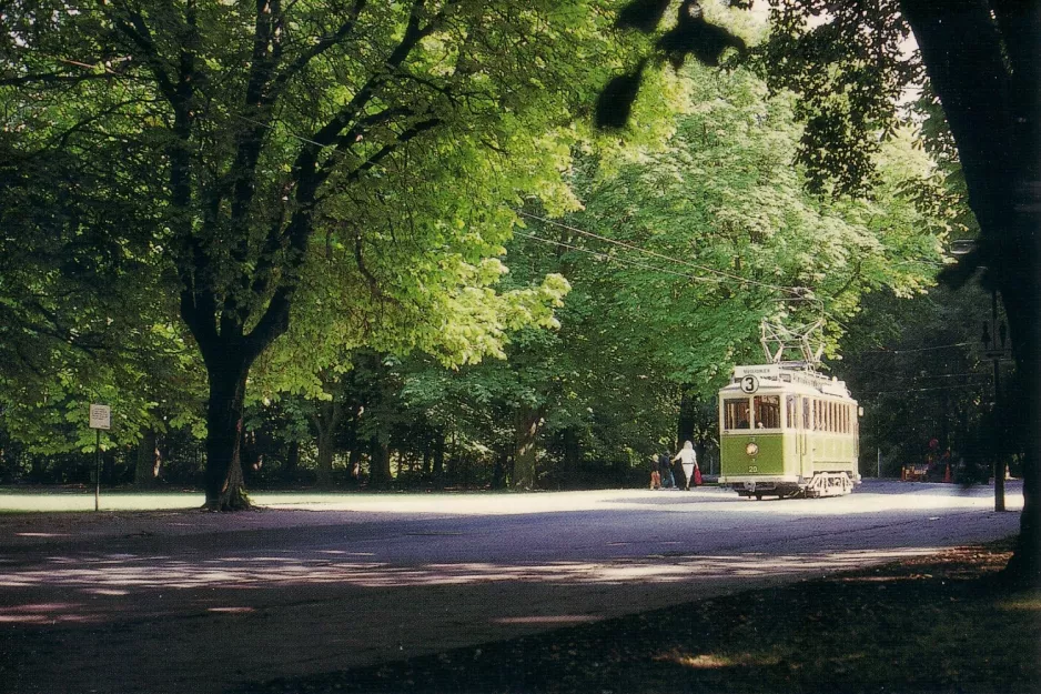 Postkarte: Malmö Museispårvägen mit Museumswagen 20 am Linnéplatsen (1991)