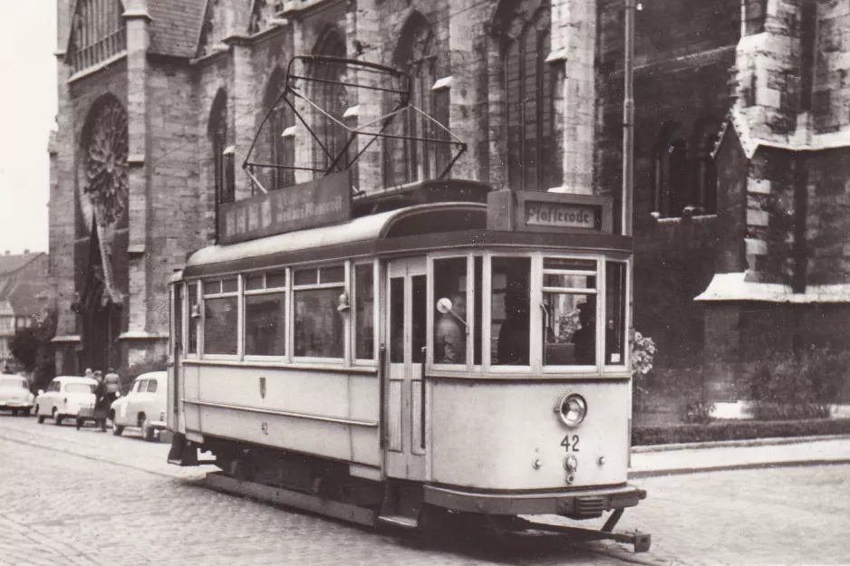 Postkarte: Mühlhausen/Thüringen Unterstadtlinie mit Triebwagen 42 auf Felchtaer Straße (1962)