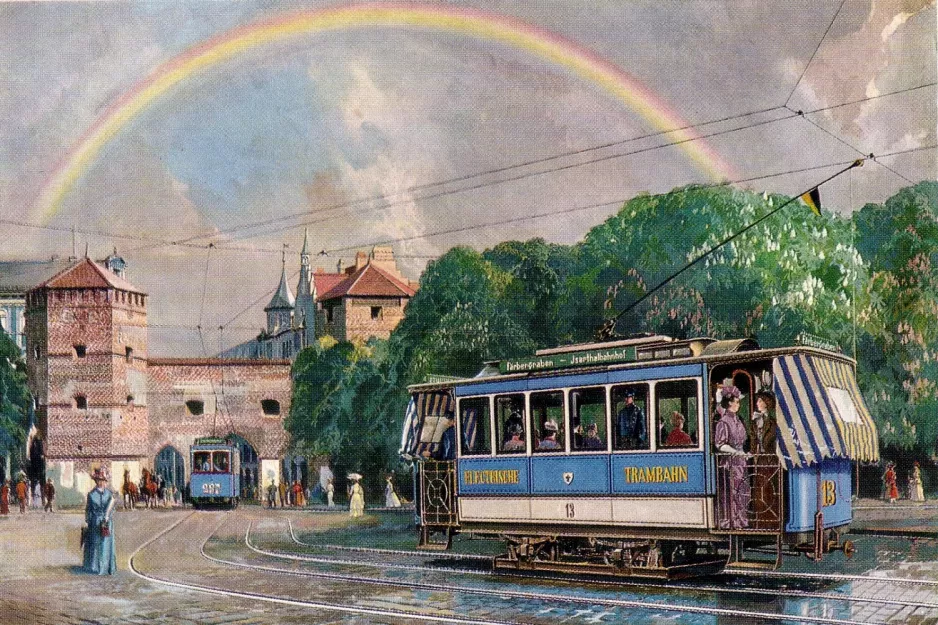 Postkarte: München Triebwagen 13 am Sendlinger Tor (1976)