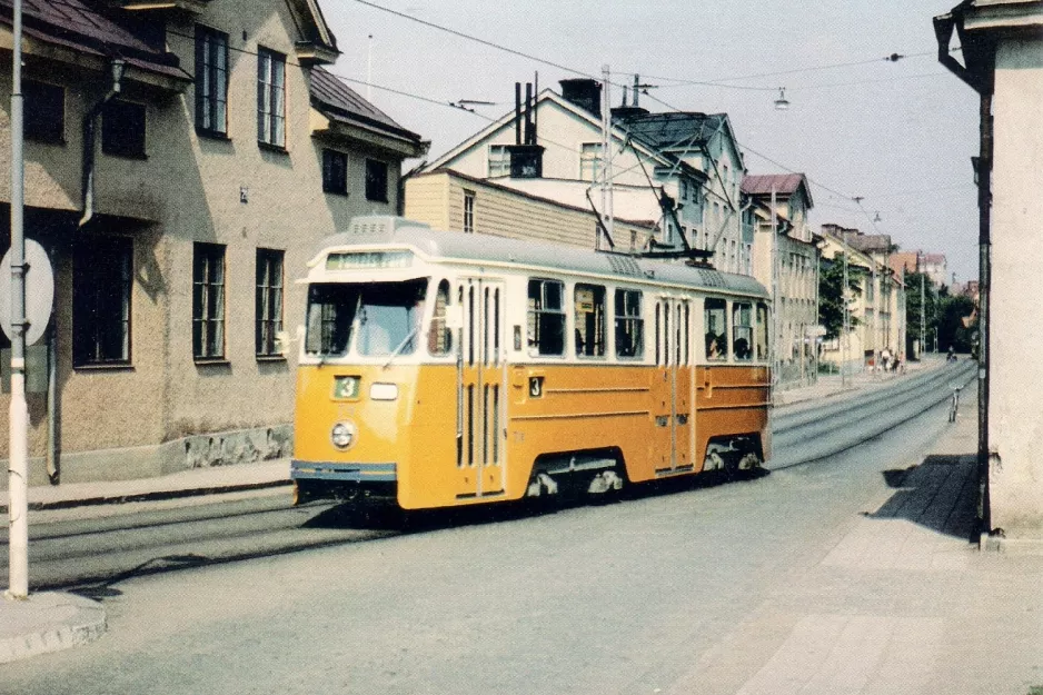 Postkarte: Norrköping Straßenbahnlinie 3 mit Triebwagen 74 am Järven (1959)