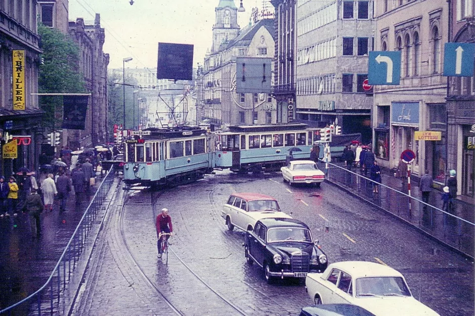 Postkarte: Oslo Straßenbahnlinie 5 nah Øvre Slottsgate (1966)