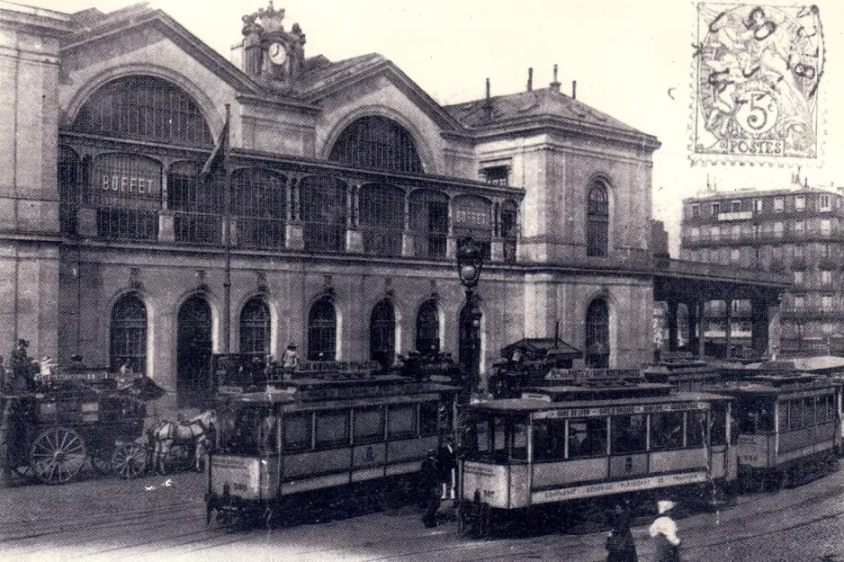 Postkarte: Paris vor La Gare Montparnasse (1895)