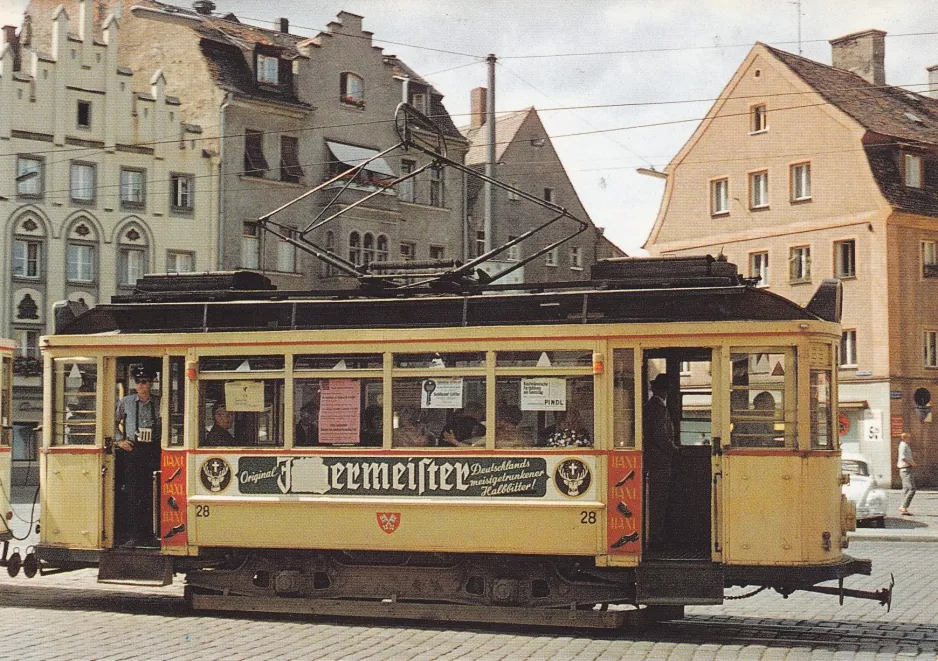 Postkarte: Regensburg Triebwagen 28 auf Arnulfsplatz (1964)