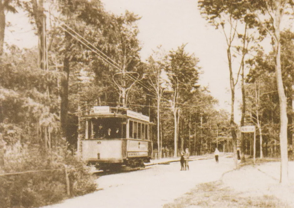 Postkarte: Rostock Triebwagen 19 am Barnstorf (1911)