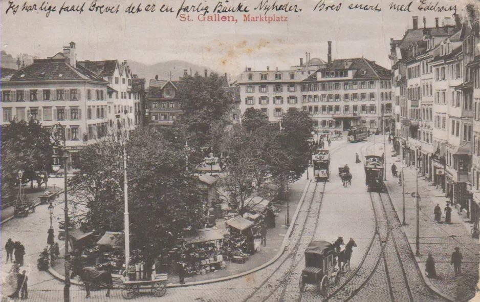 Postkarte: St. Gallen, Marktplatz (1900)