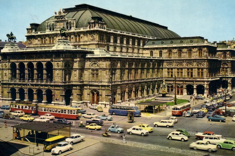 Postkarte: Wien am Oper, Karlsplatz U (1960)