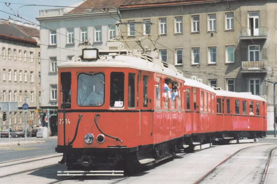 Postkarte: Wien Oldtimer Tramway mit Triebwagen 2714 auf Philadelphiabrücke (1994)