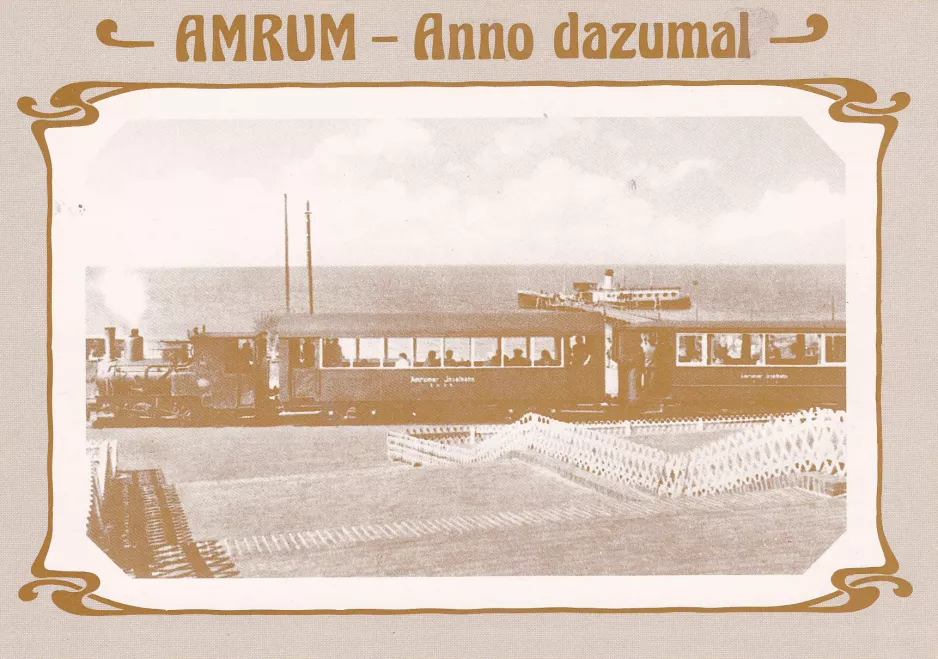 Postkarte: Wittdün, Amrum Inselbahn nah Hafen (1939)