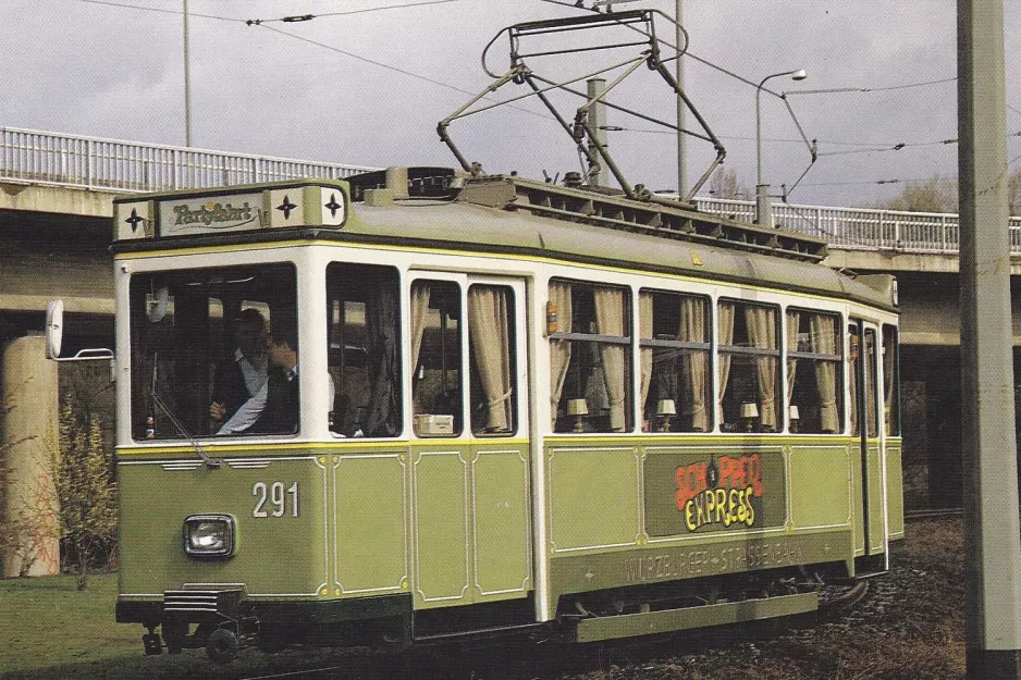 Postkarte: Würzburg Triebwagen 291nah Congress-Centrum (1987)