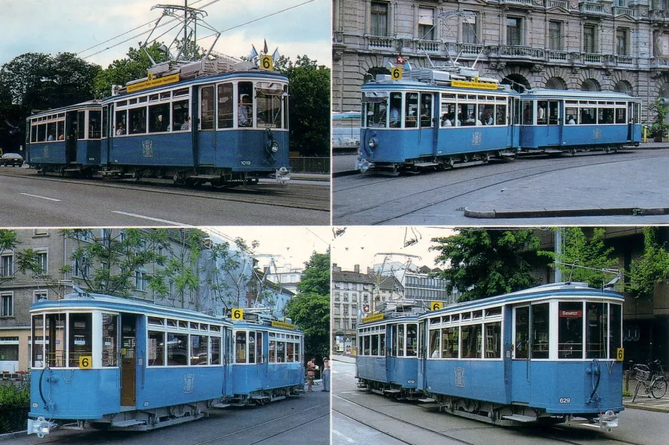 Postkarte: Zürich Museumslinie 6 mit Triebwagen 1019 (1991)