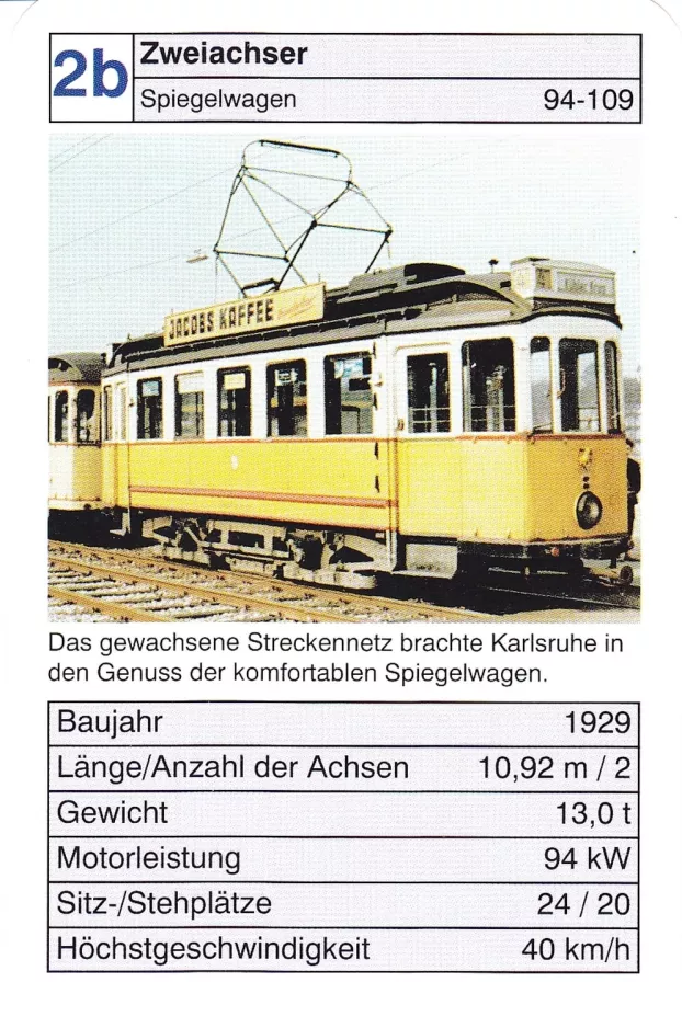 Spielkarte: 2b Zweiachser Spiegelwagen 94-109
(2002)