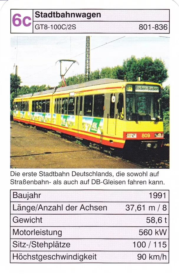 Spielkarte: 6c Stadtbahnwagen
(2002)
