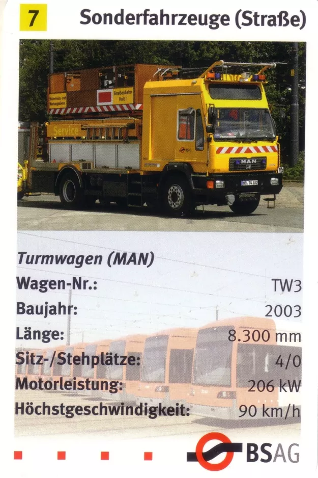 Spielkarte: 7 Sonderfahrzeeuge (Straße).
(2006)