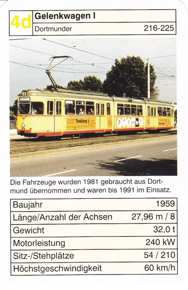 Spielkarte: Karlsruhe Gelenkwagen 222 Gelenkwagen I. Dortmunder (2002)