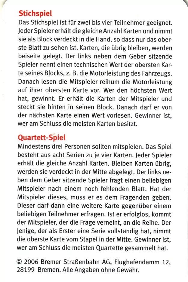 Spielkarte: Stichspiel
(2006)