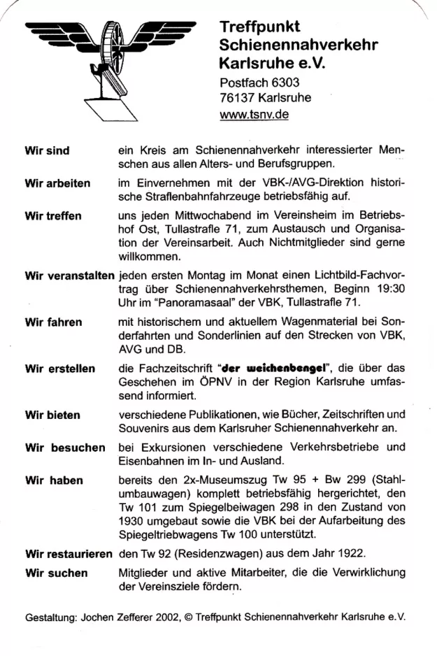 Spielkarte: Treffpunkt Schienennahverkehr Karlsruhe e.V.
(2002)